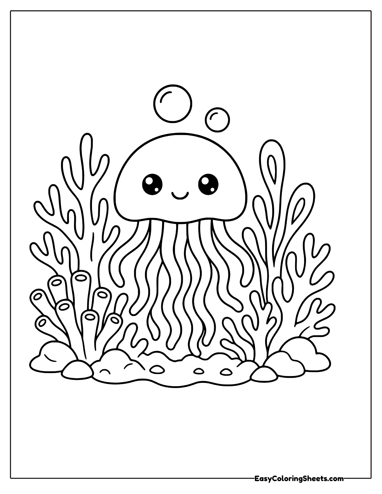 Jellyfish nestled among branching coral