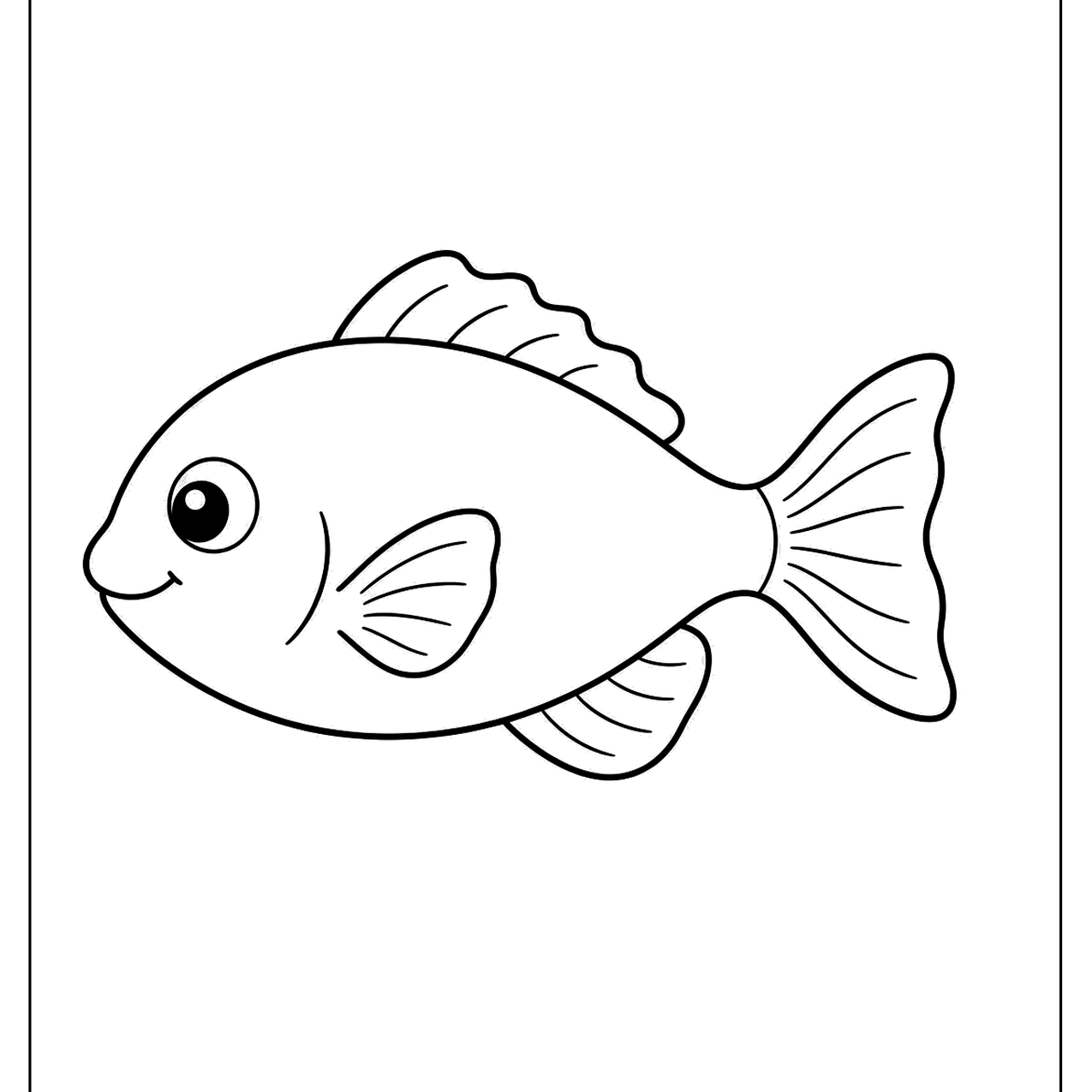 Simple cartoon fish with soft fins and a forked tail