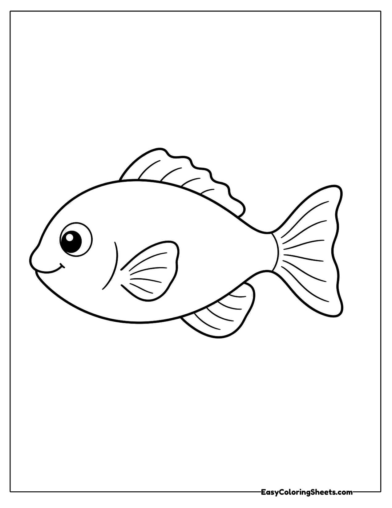 Simple cartoon fish with soft fins and a forked tail