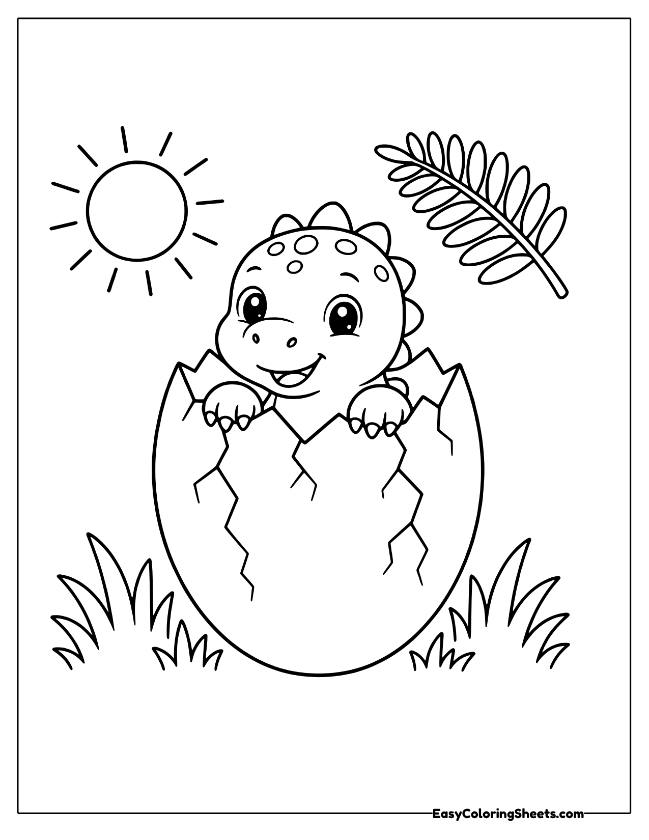 Baby dinosaur hatching under the sun