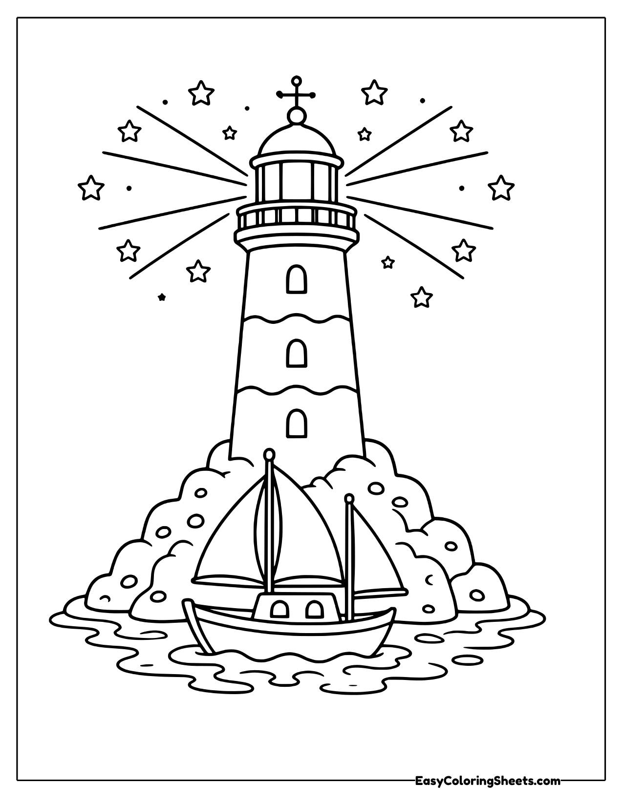Lighthouse with a sailboat in front