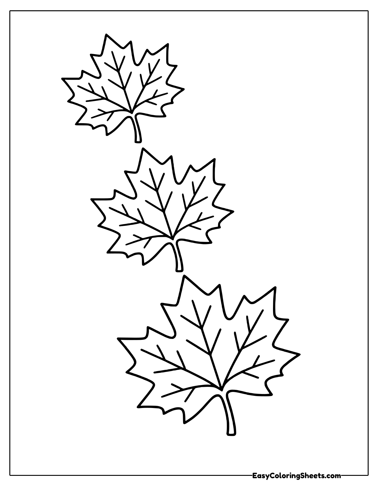 Three maple leaves falling in a column
