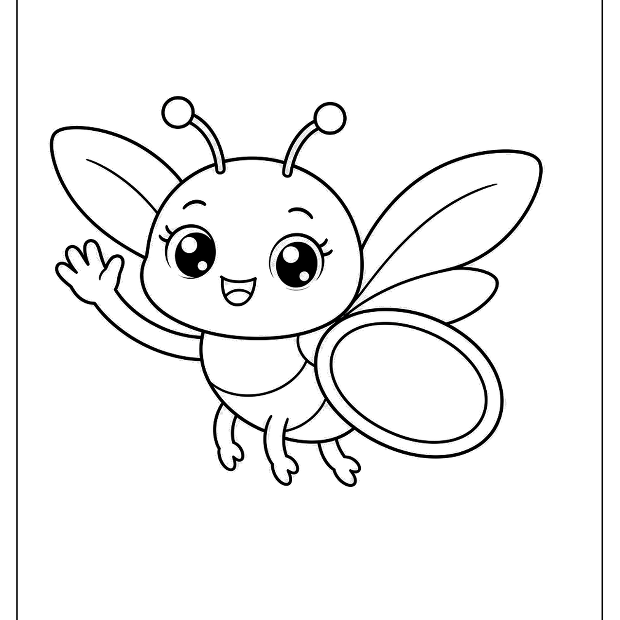 Cartoon firefly character waving with glowing tail