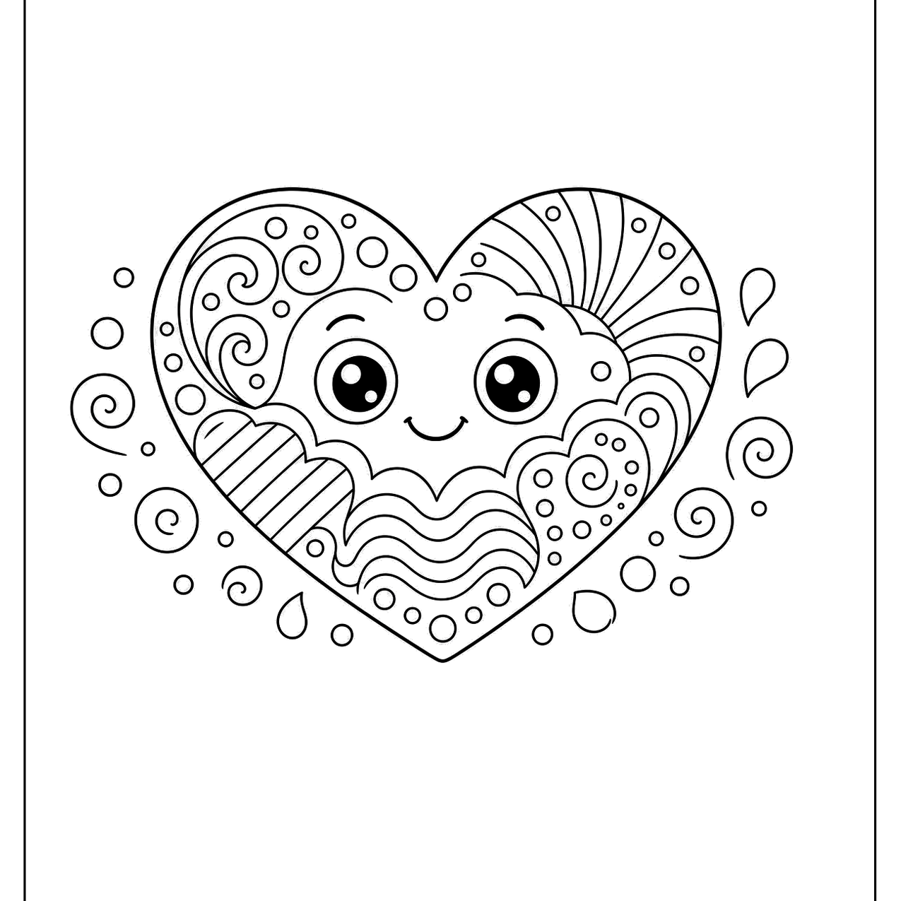 Zentangle heart with a face