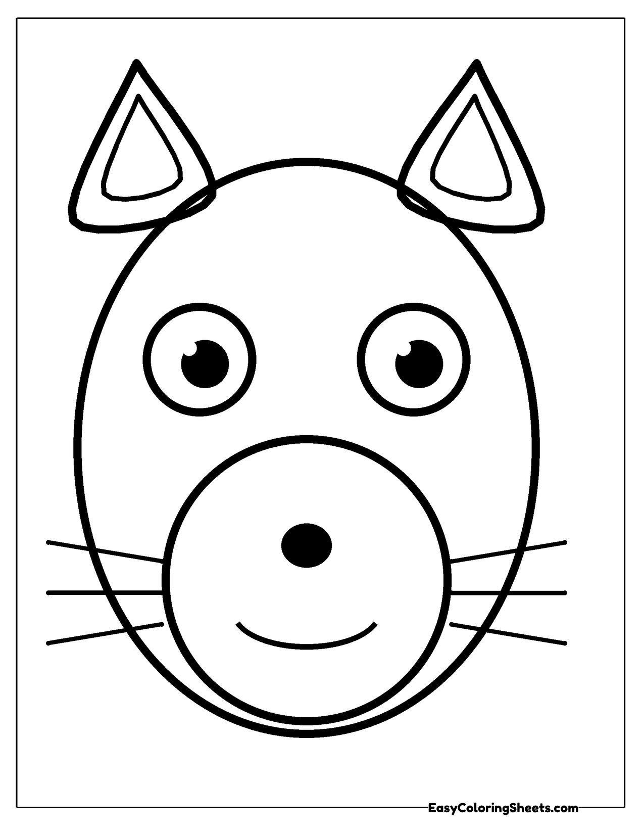 Very simple fox face made of an oval head, round eyes and whiskers