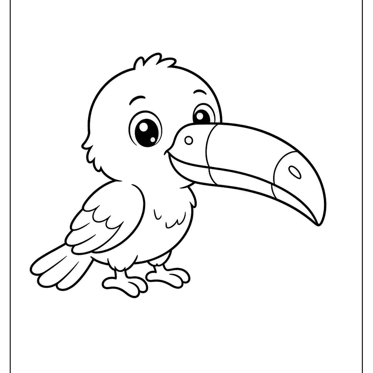 Baby toucan with a big curved beak