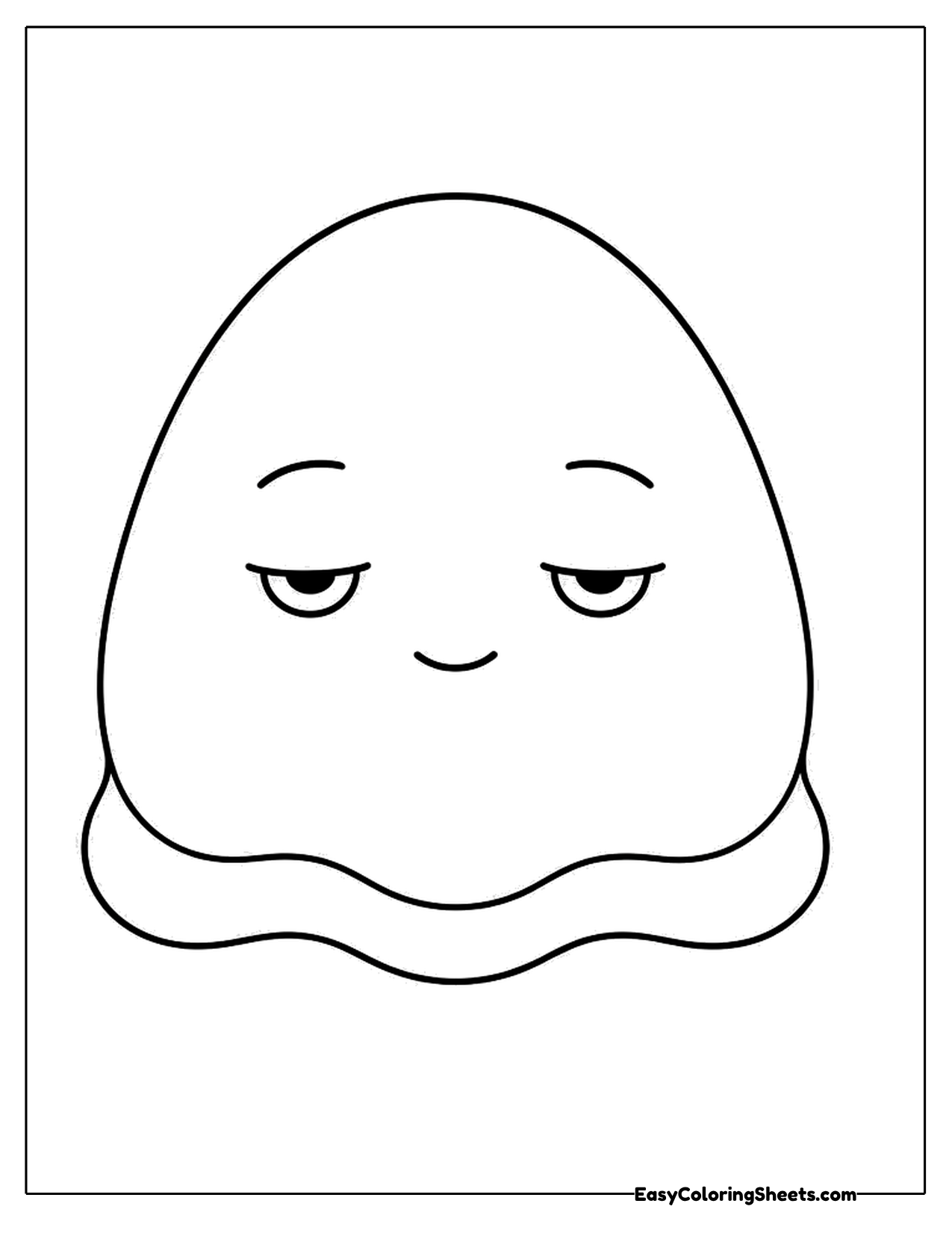 Lazy blob character with sleepy half closed eyes