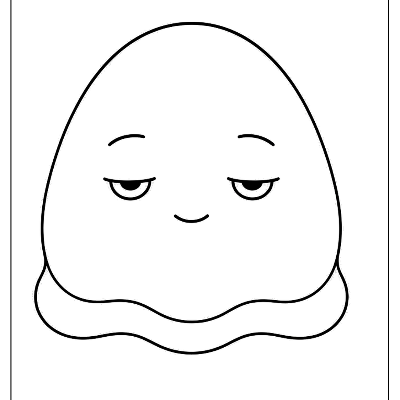 Lazy blob character with sleepy half closed eyes