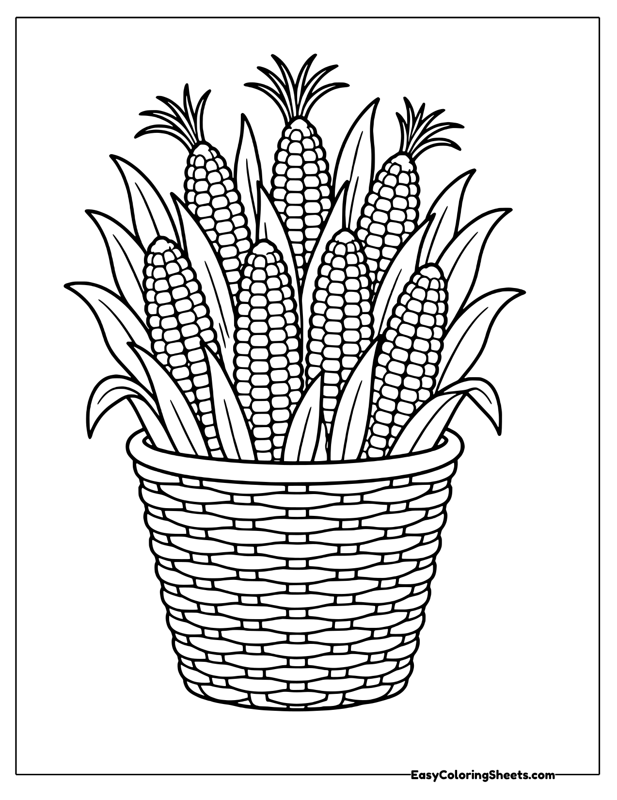 Tall basket filled with corn cobs