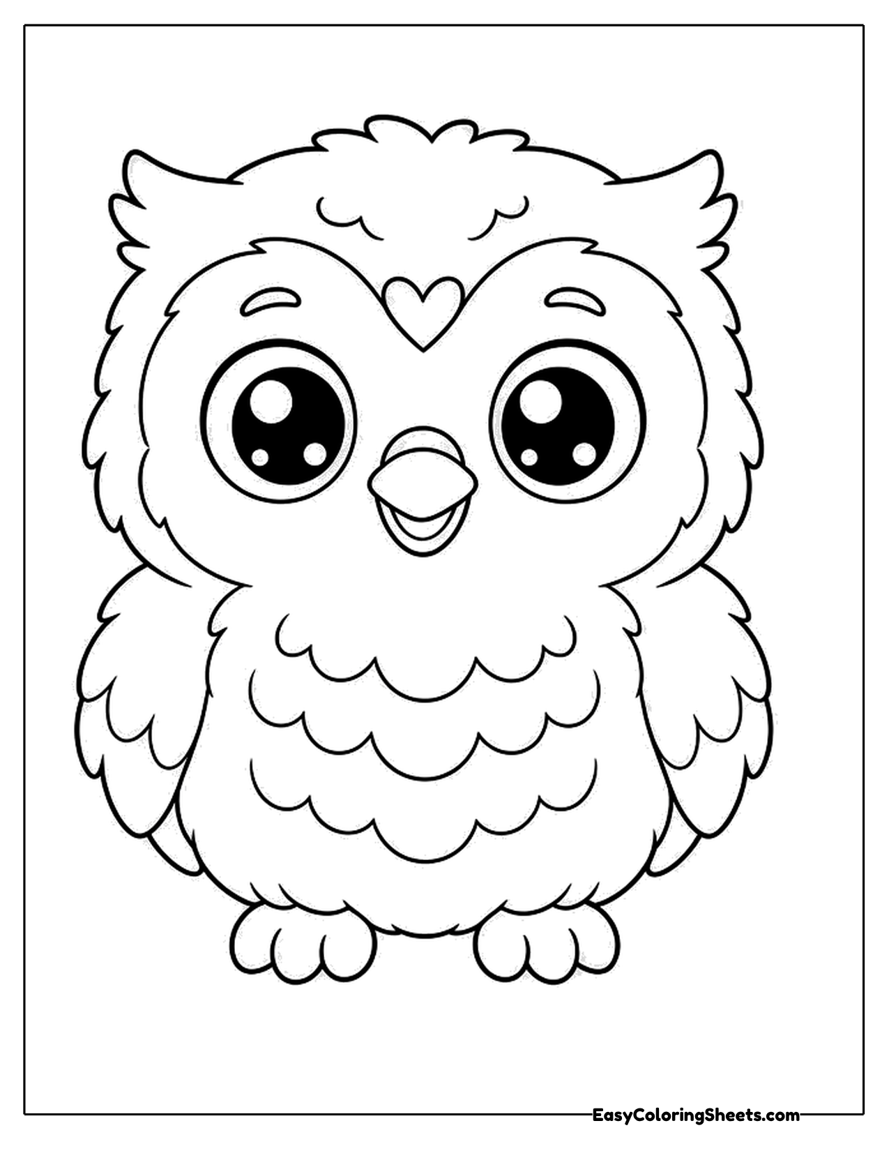 Big-eyed baby owl with fluffy feathers
