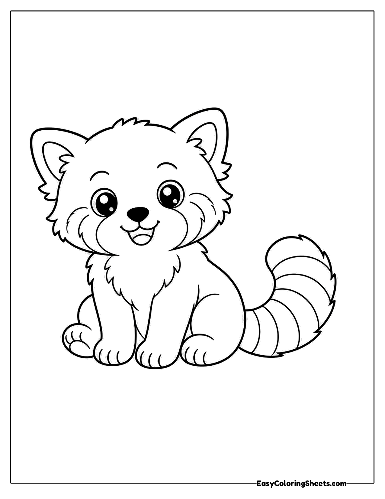 Baby red panda sitting with a ringed tail