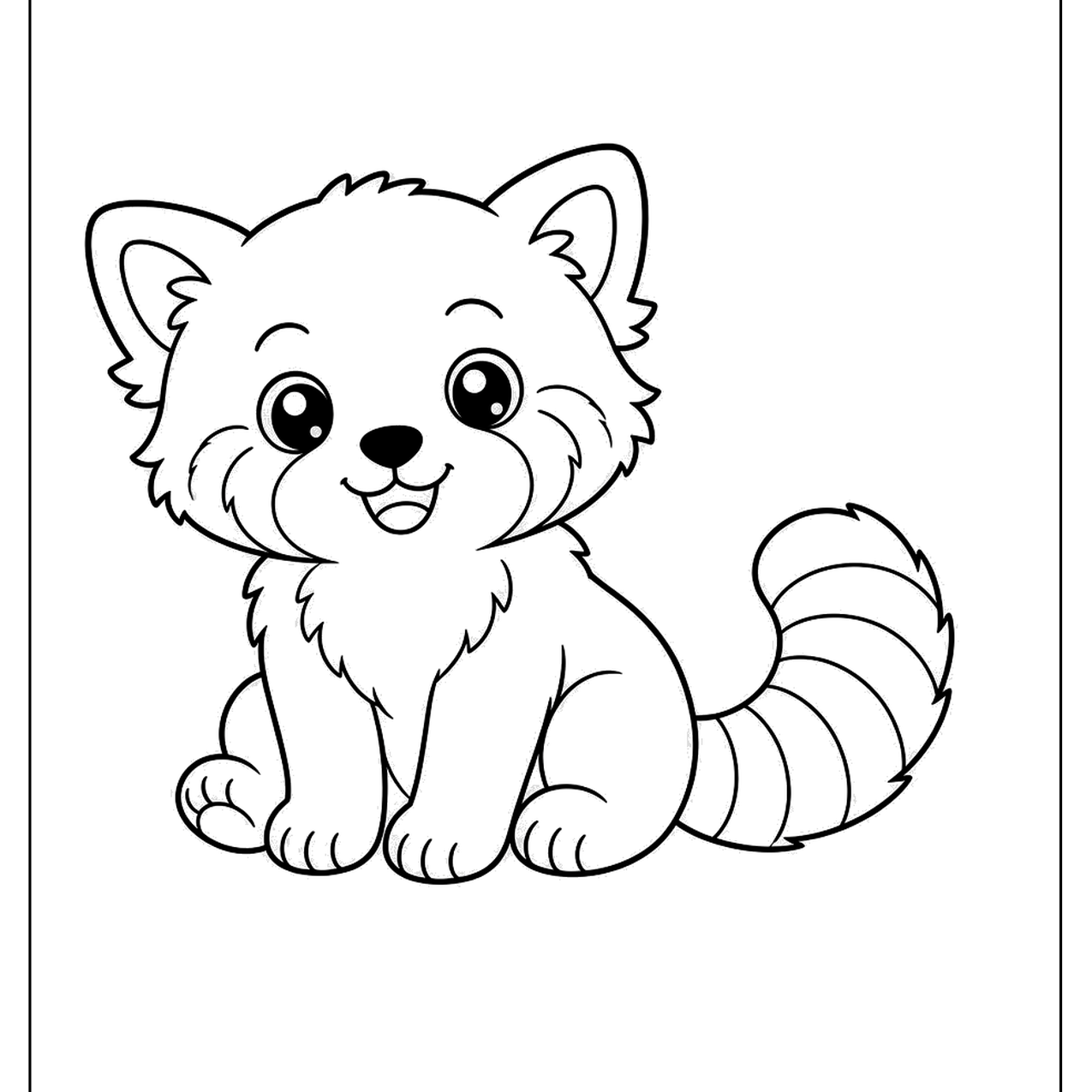 Baby red panda sitting with a ringed tail