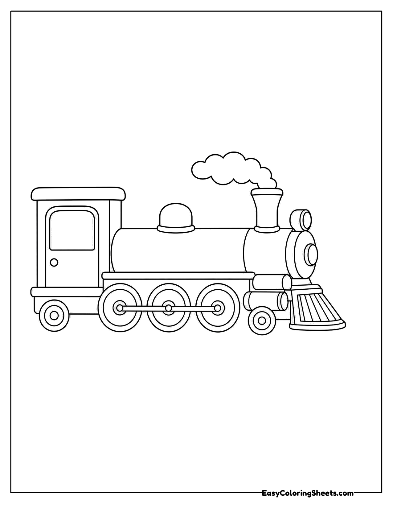 Steam train with smoke and a passenger car