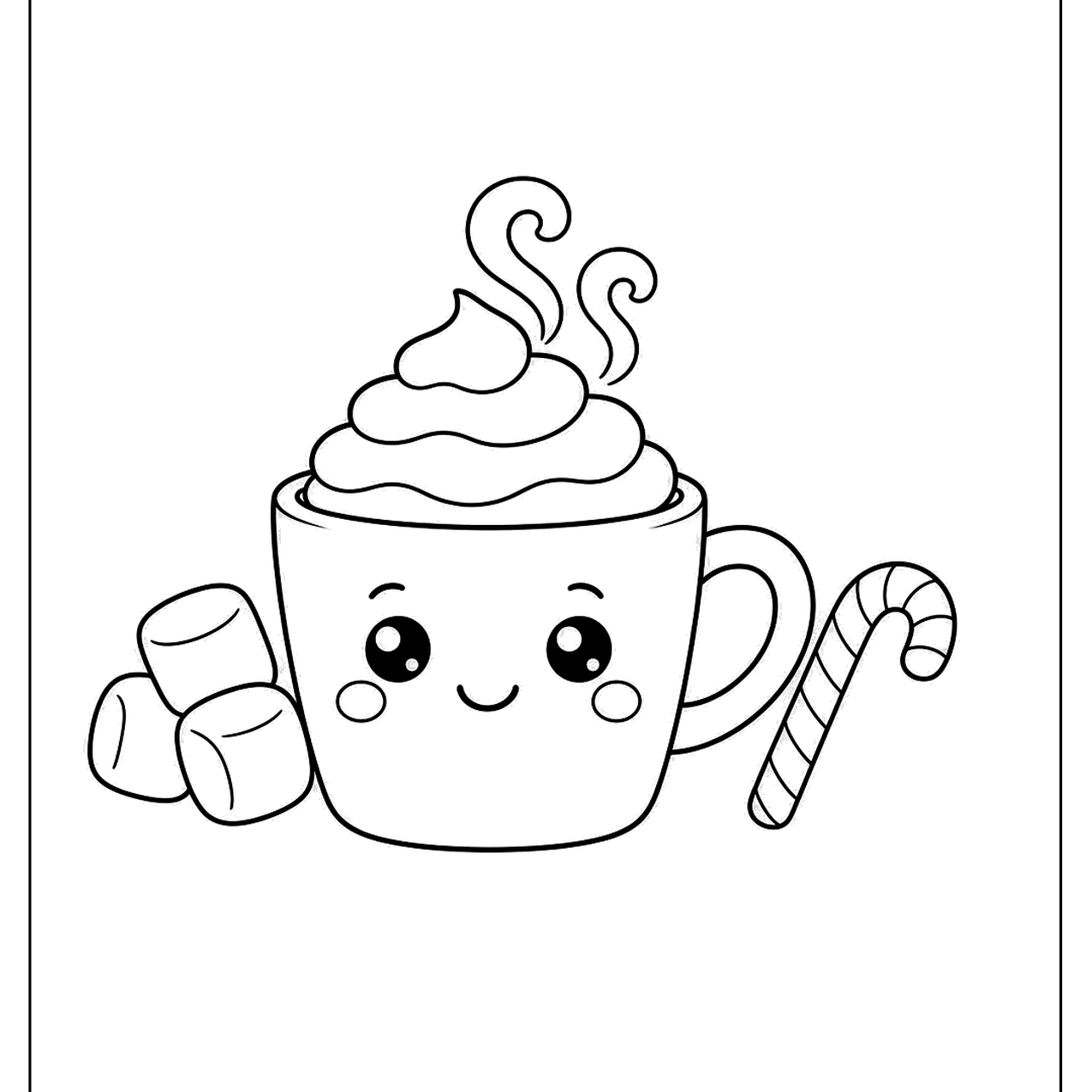 Smiling mug of hot cocoa with marshmallows