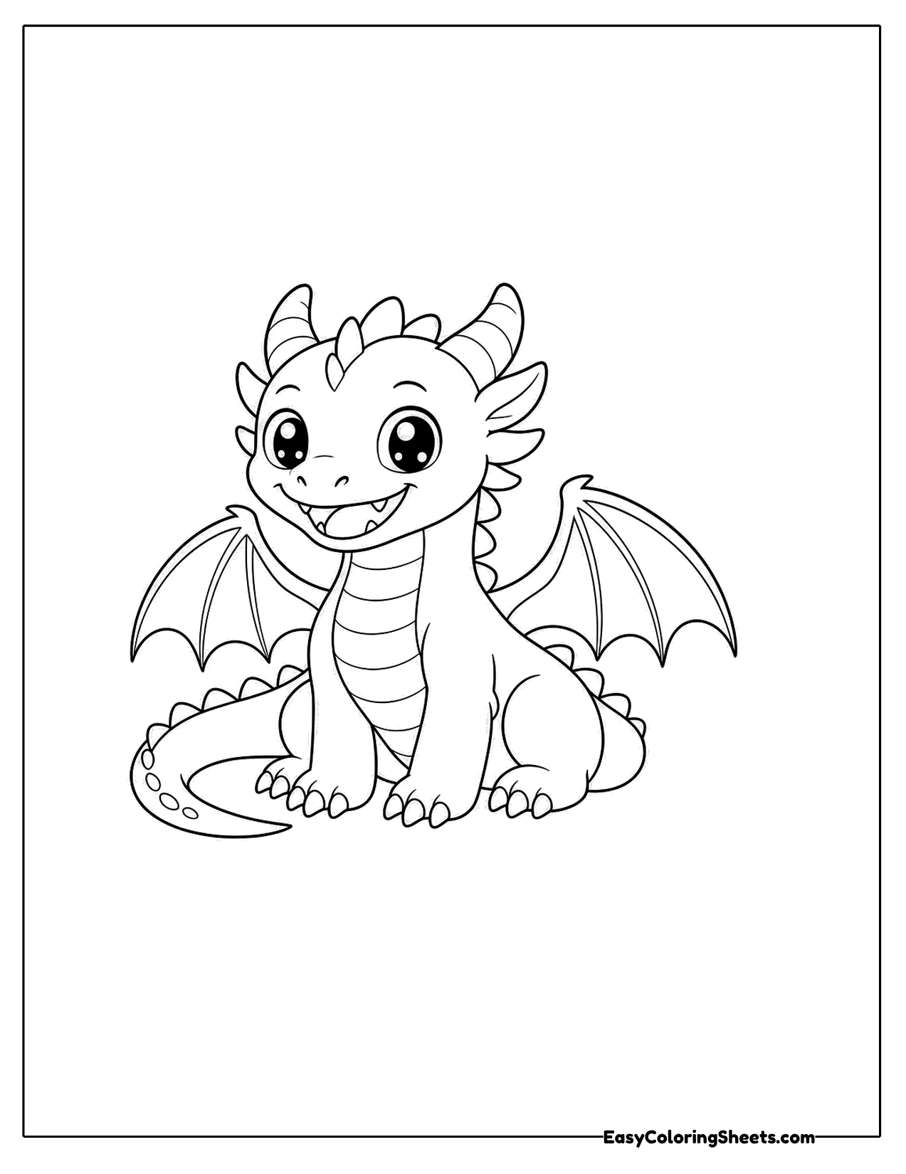 Dragon sitting with a big smile