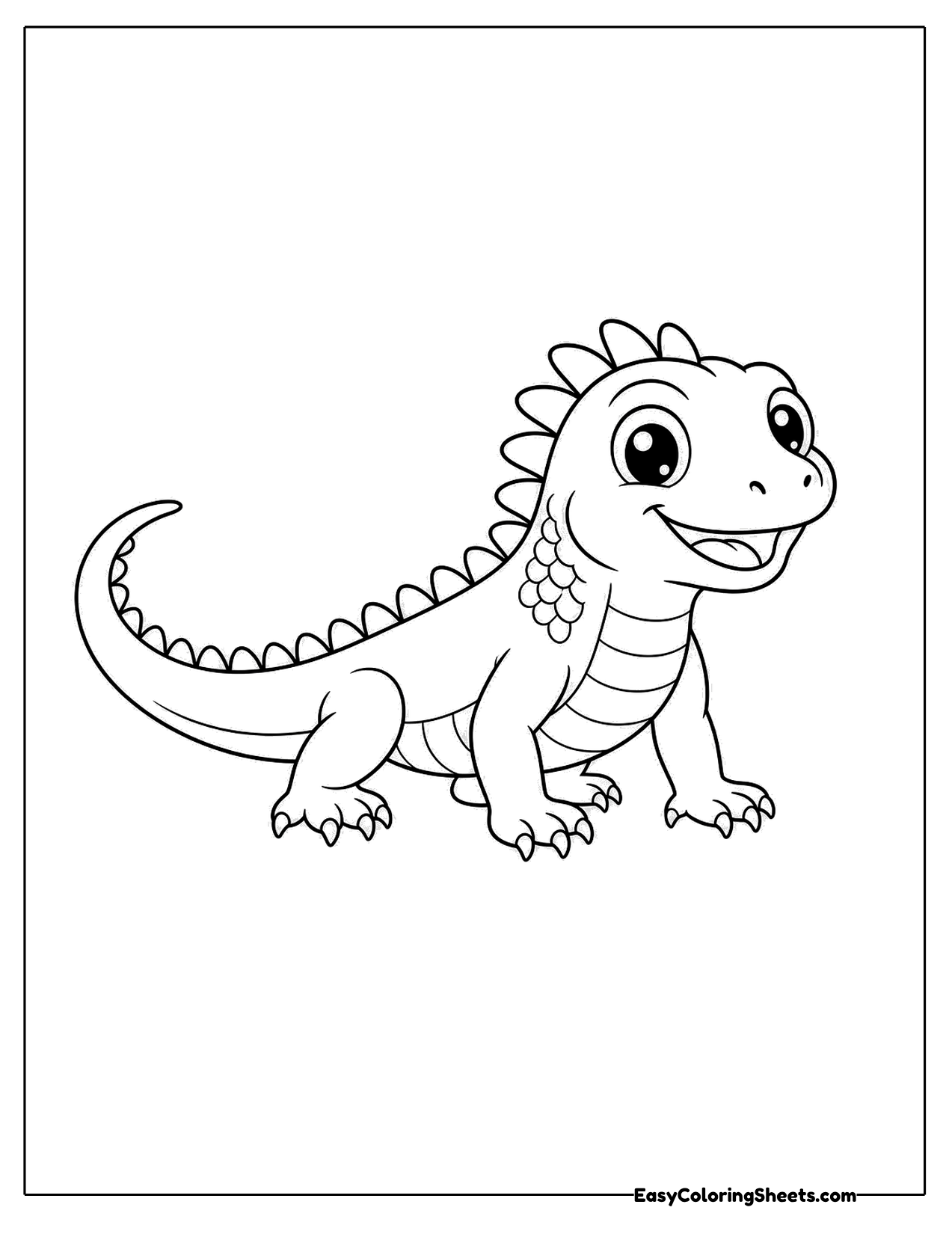 Cartoon iguana with a friendly grin