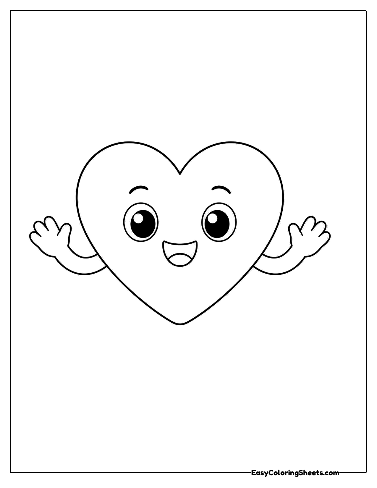 Smiling heart character waving both hands