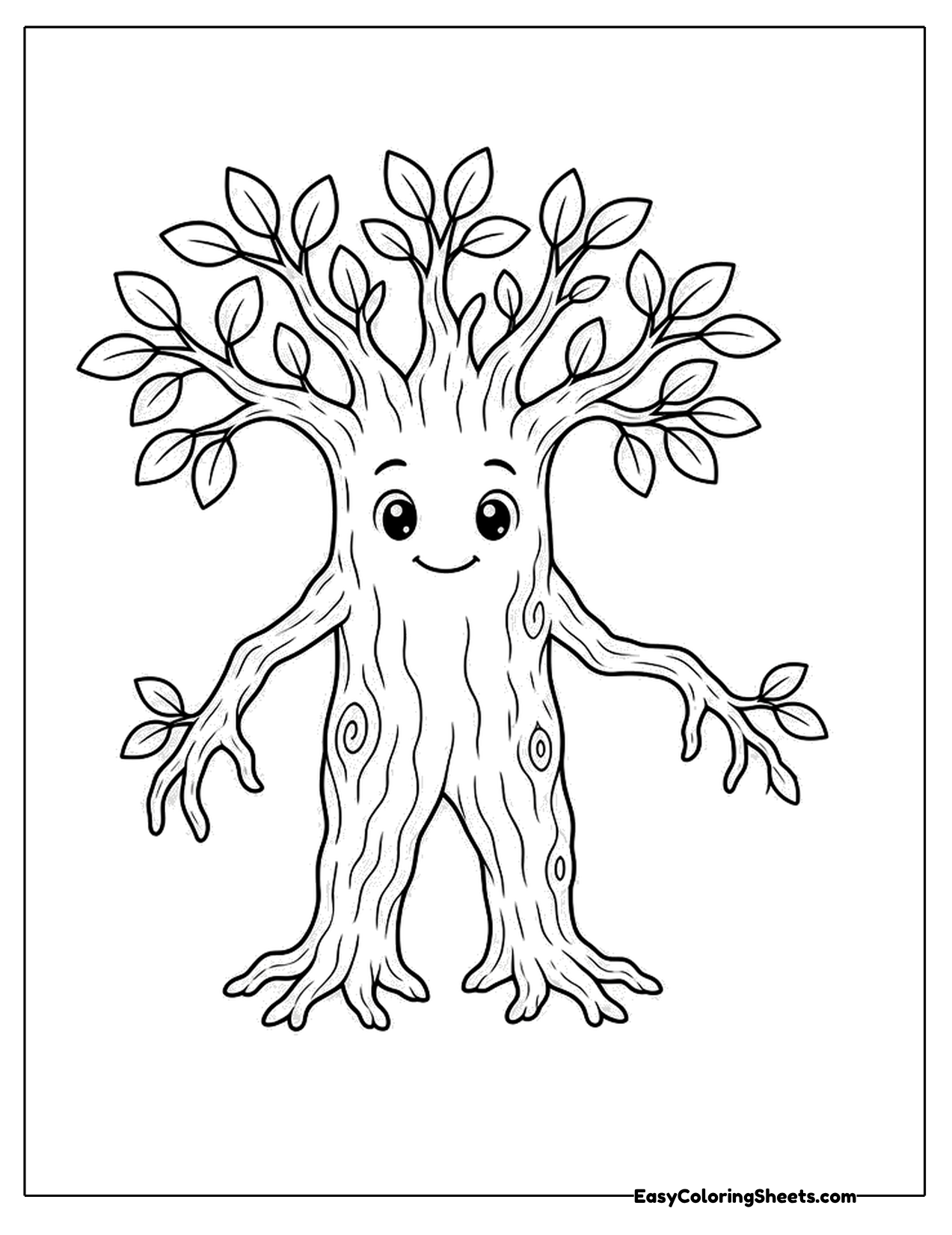 Tall tree character with outstretched branch arms