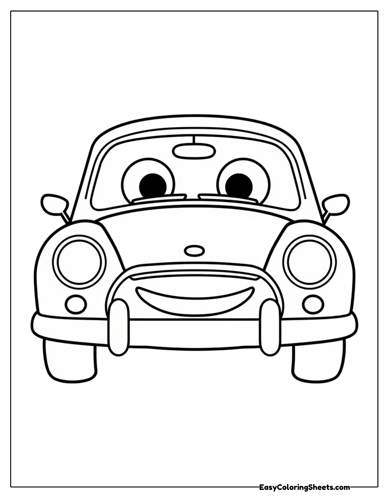 Family car with big cartoon eyes on the windshield