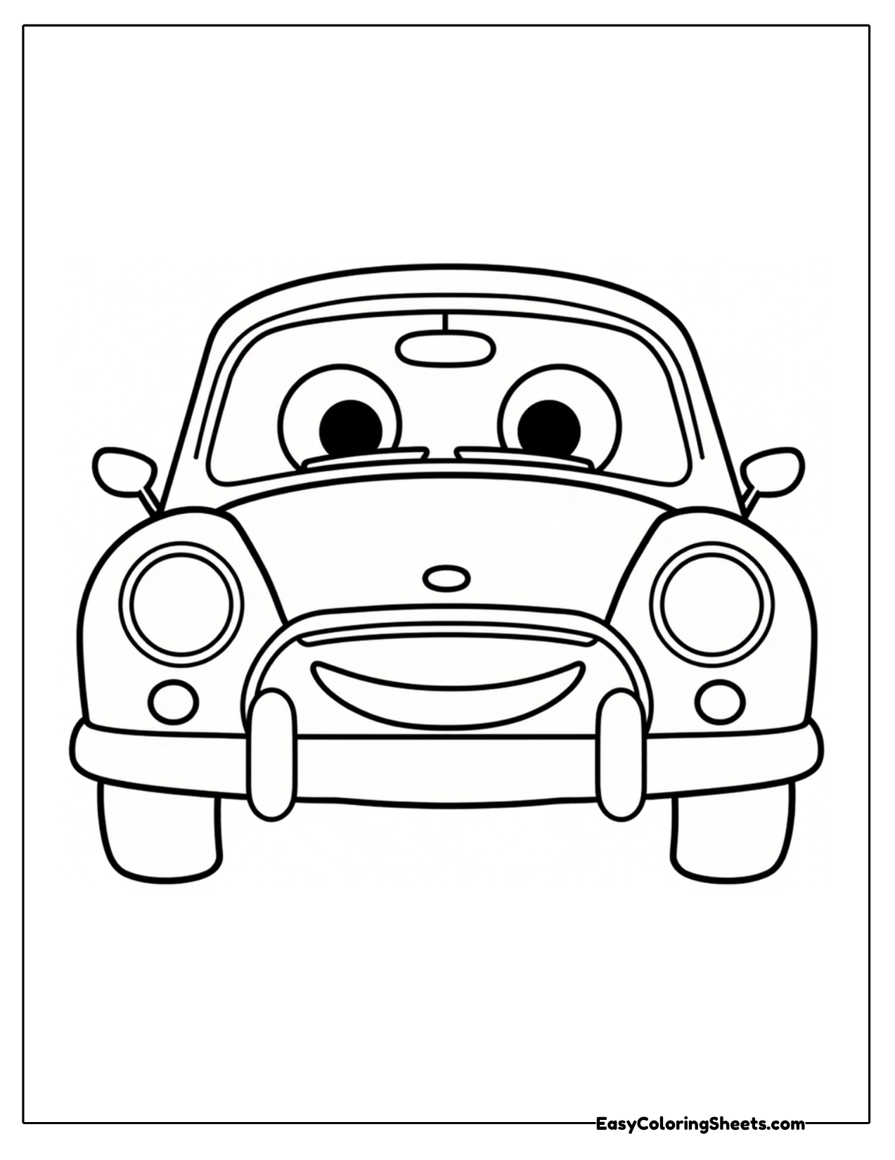 Family car with big cartoon eyes on the windshield