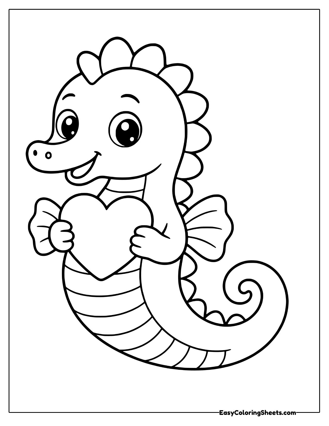 Seahorse hugging a big heart