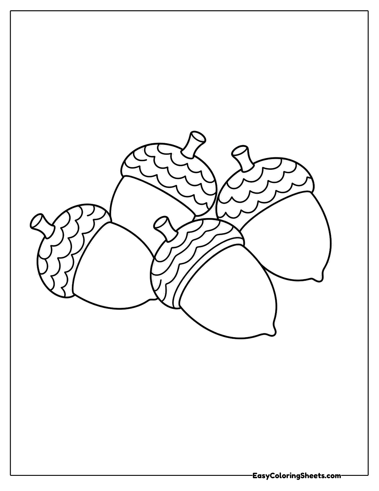 Pile of three acorns with textured caps