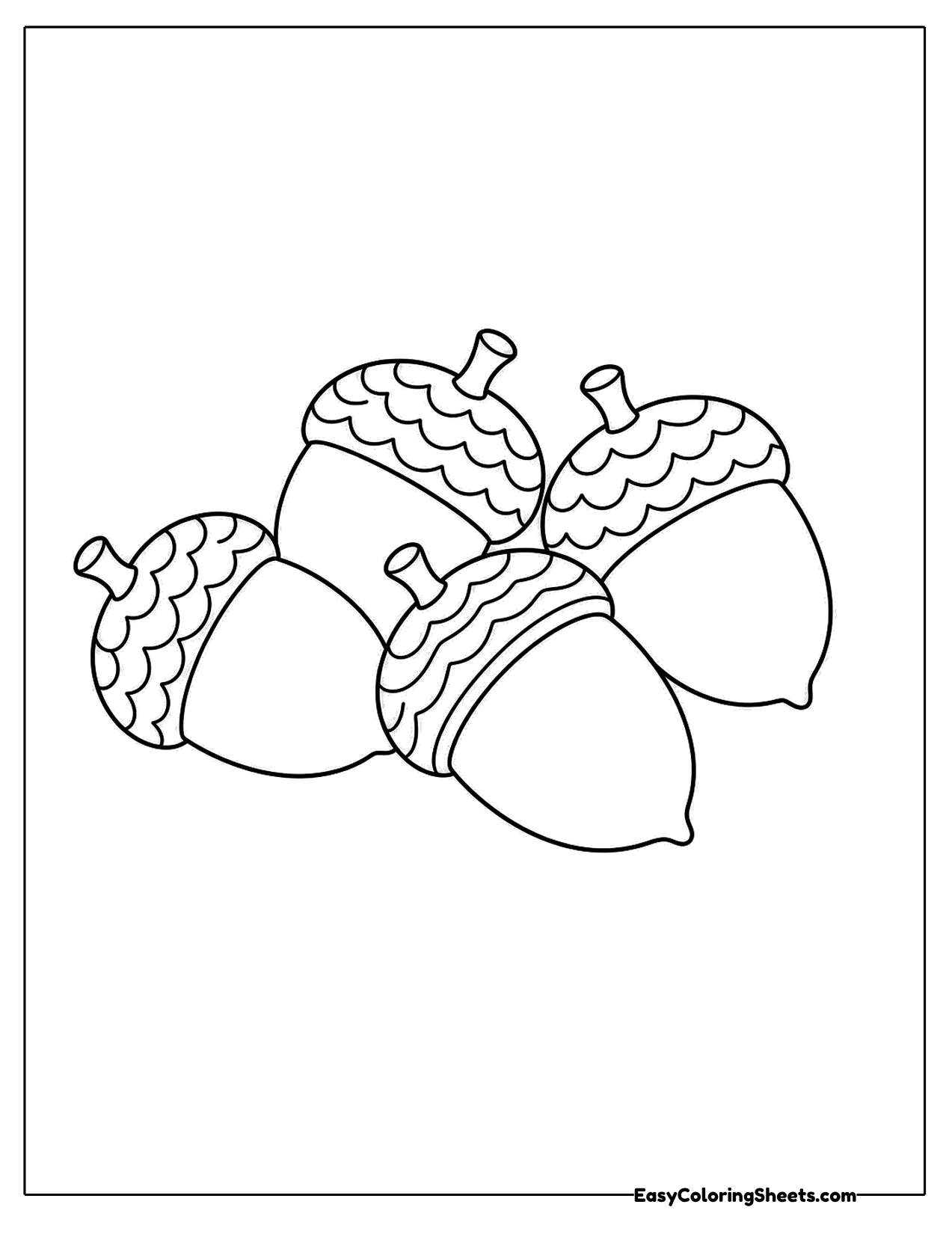 Pile of three acorns with textured caps