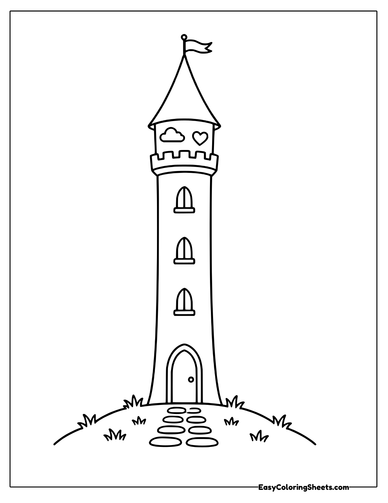 Very tall narrow castle column tower