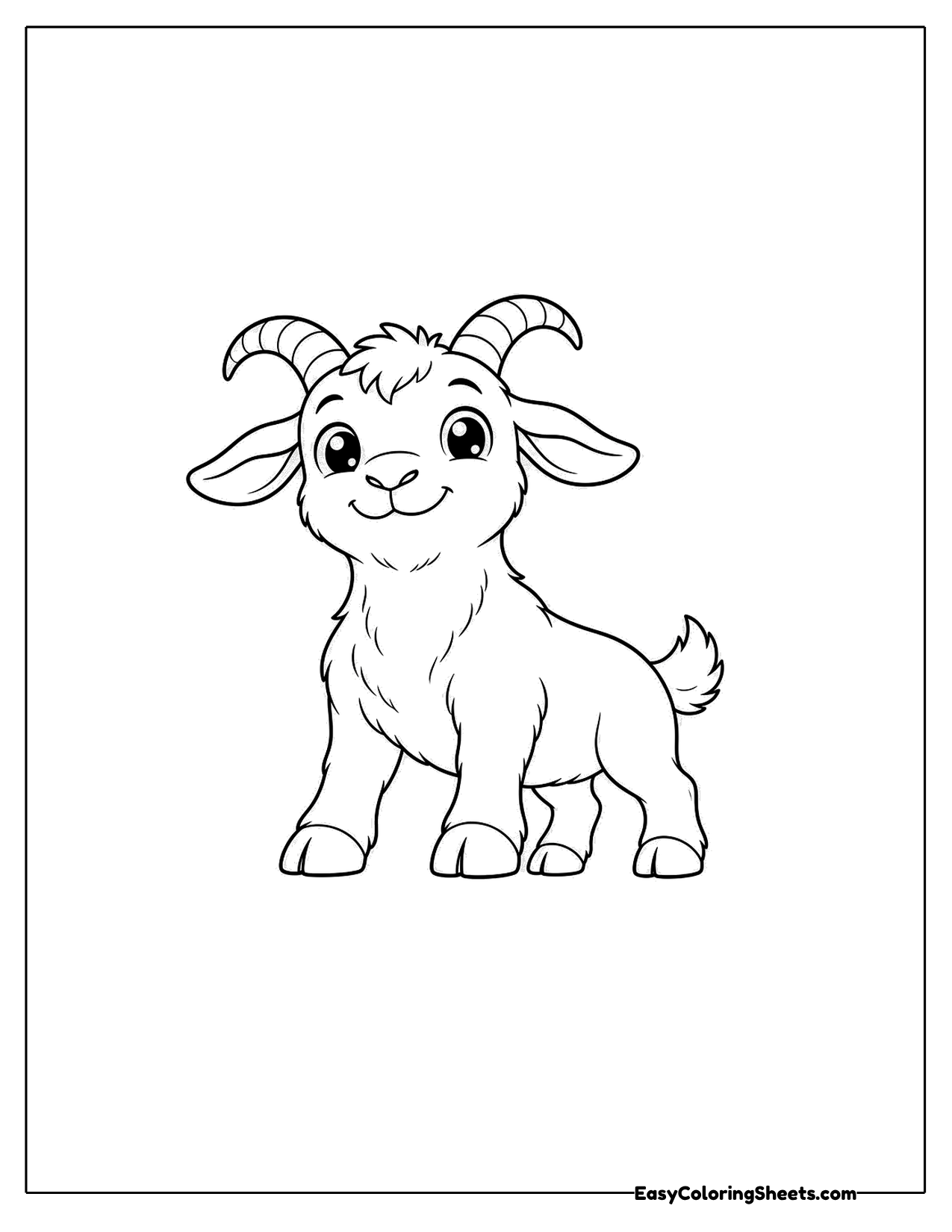 Goat standing tall seen from a low angle