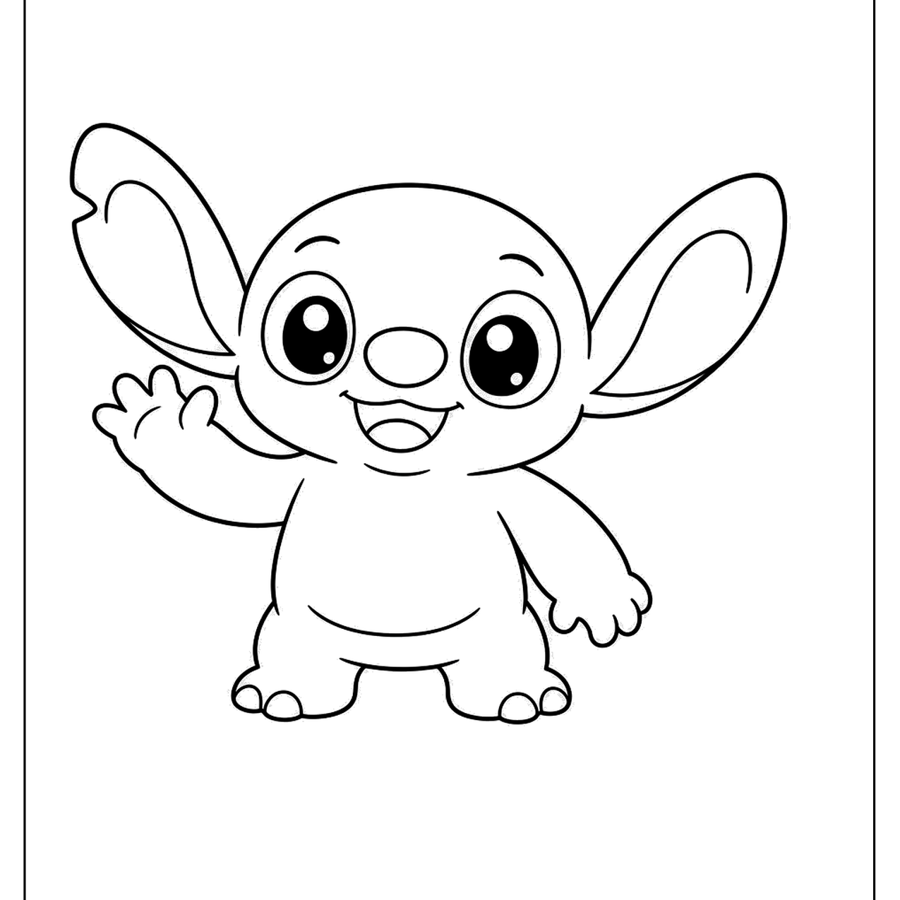 Cute blue alien character with big ears waving hello