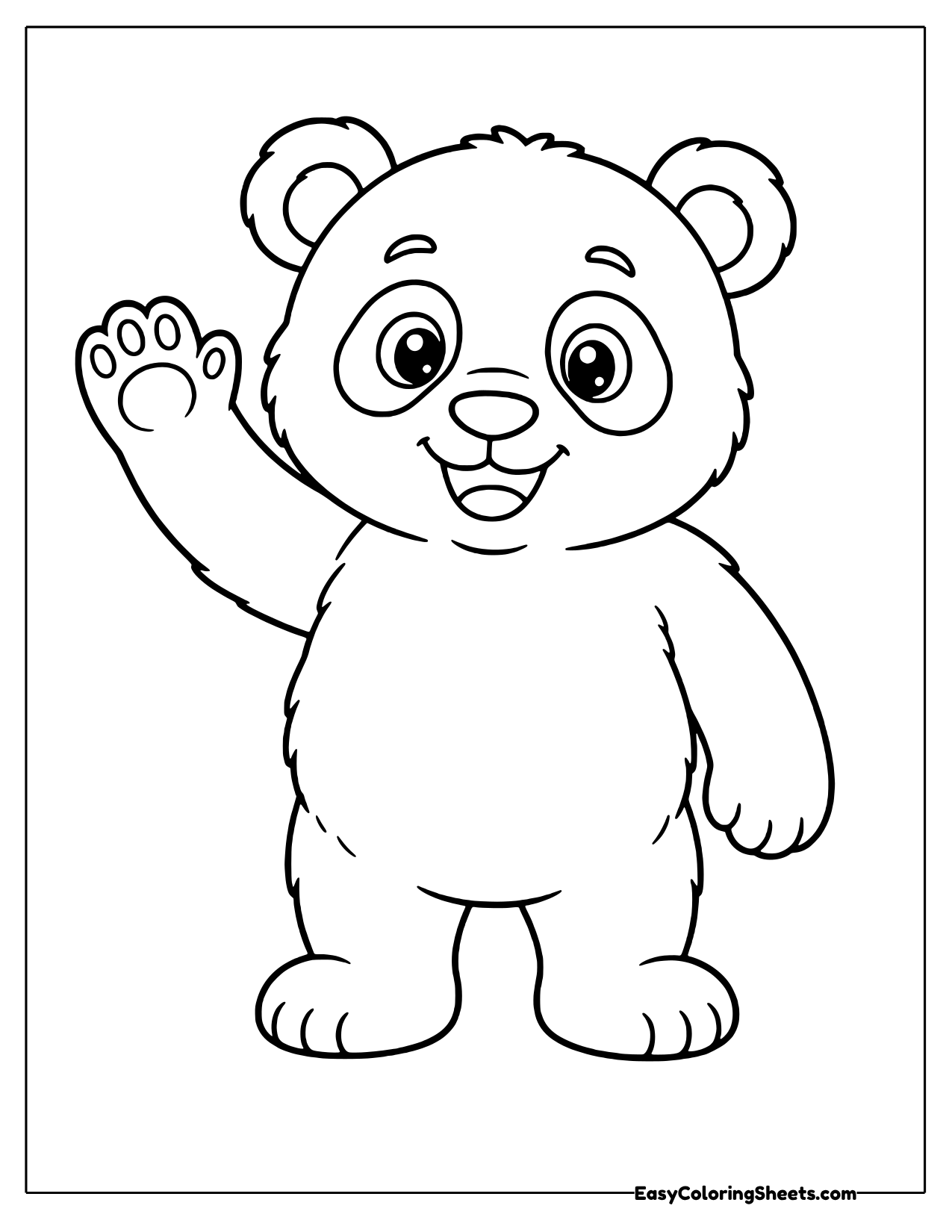 Panda standing and waving
