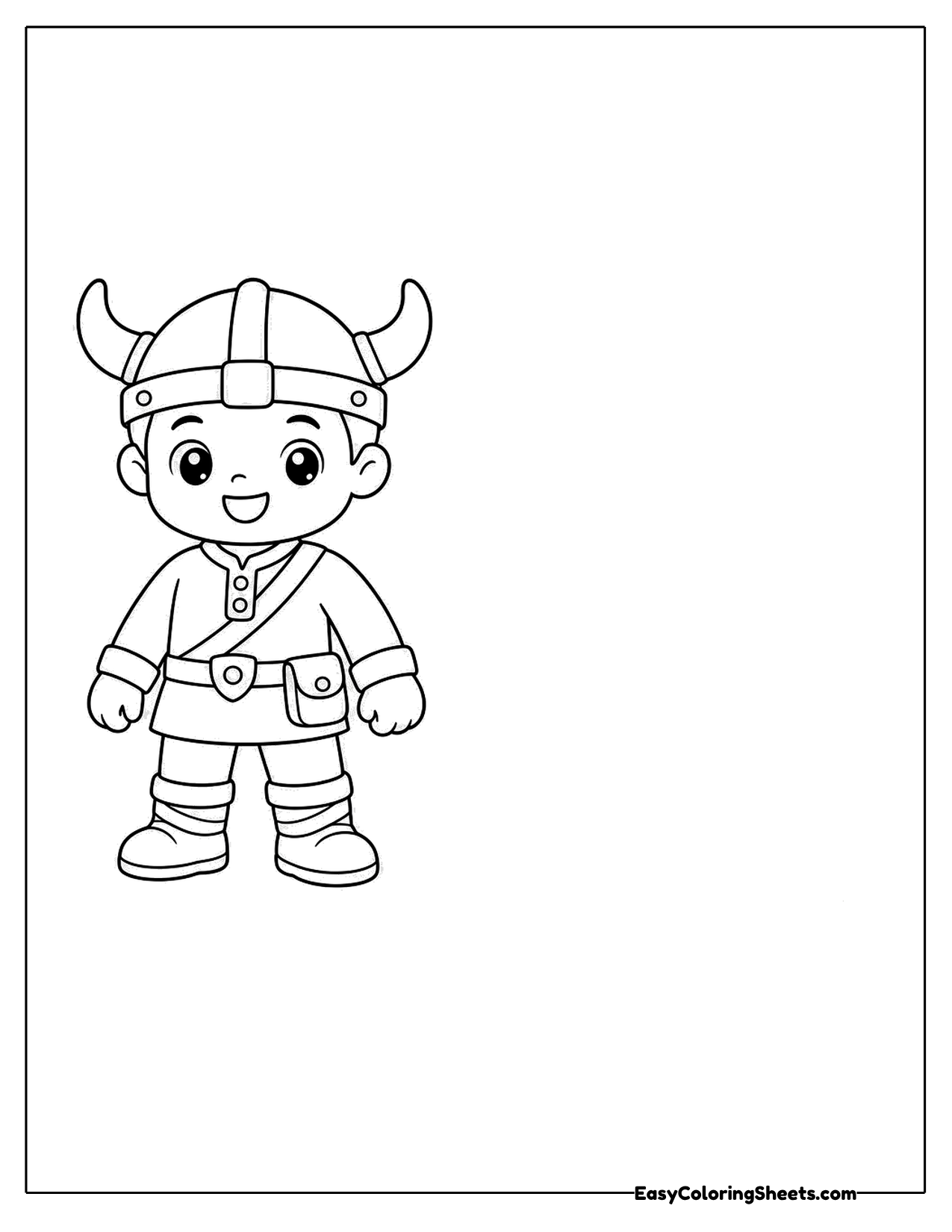 Small viking kid with a horned helmet