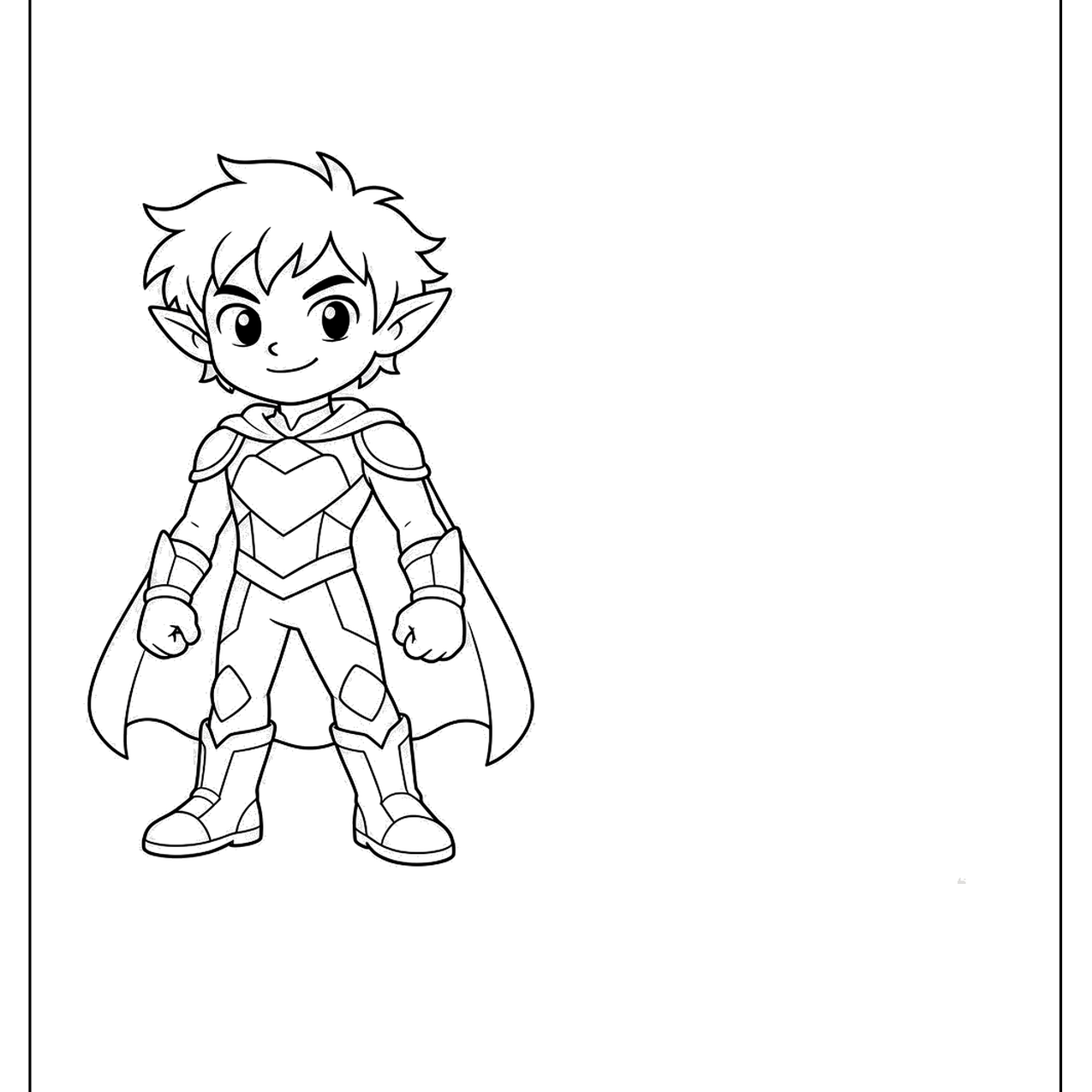 Young hero with pointed ears in a caped suit