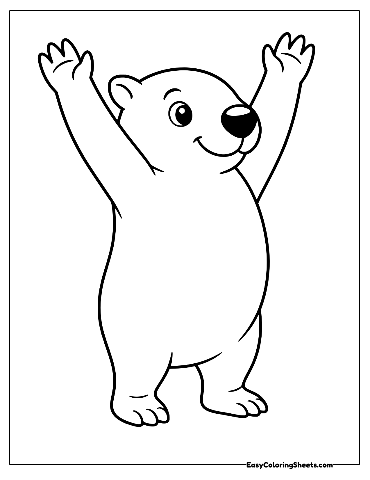 Wombat raising its arms