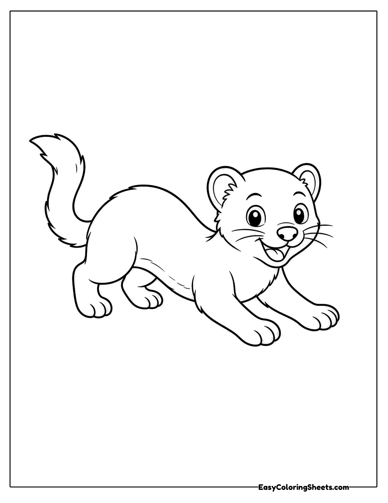 Playful weasel bounding forward