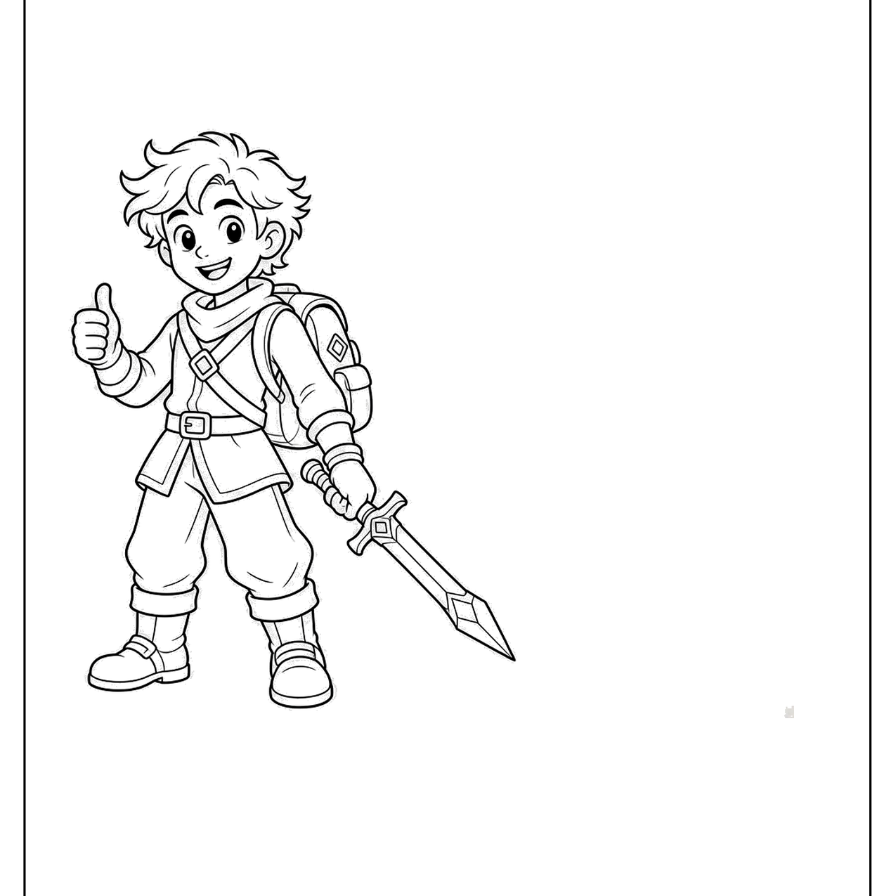 Video game hero with a sword