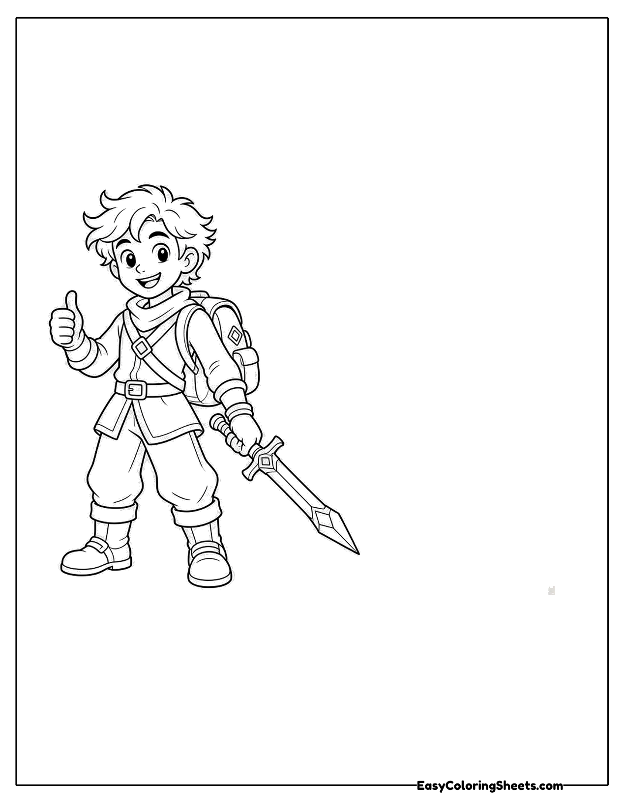 Video game hero with a sword