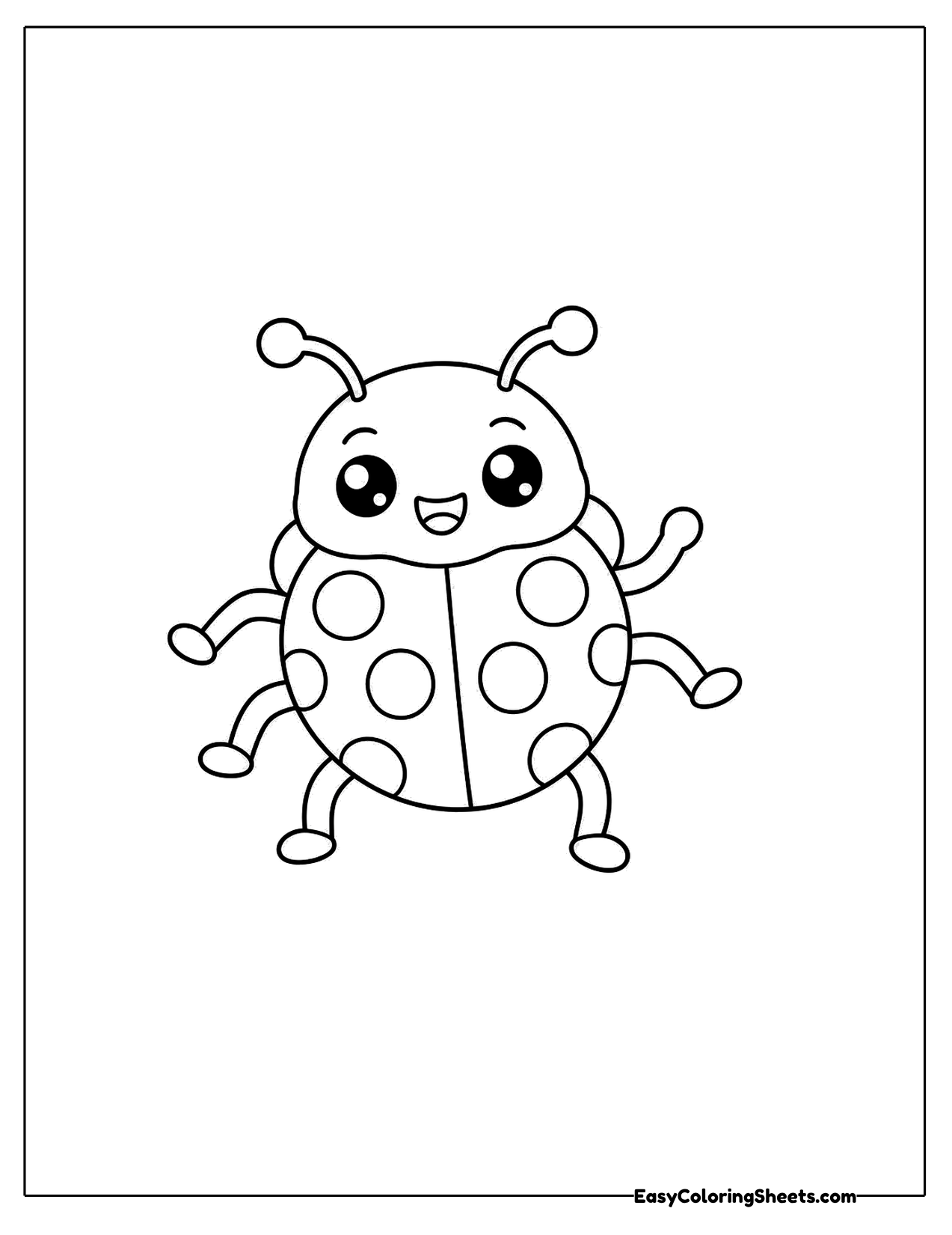Small ladybug walking forward with legs out