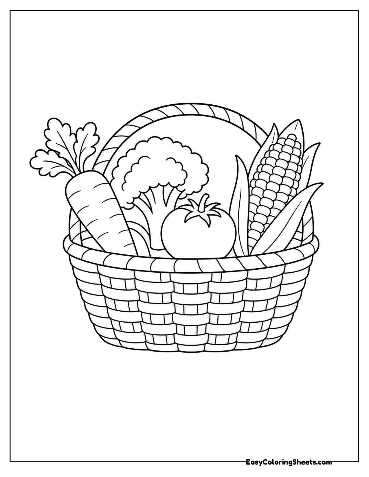 Wicker basket full of fresh vegetables