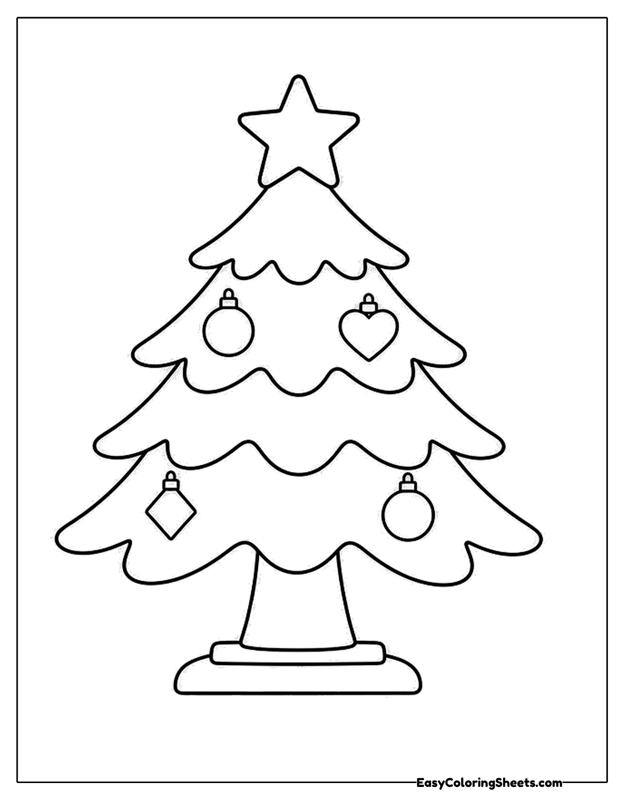 Christmas tree with a star and ornaments