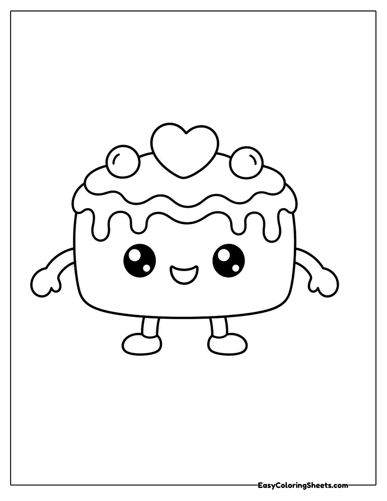 Cute cake character with a heart on top