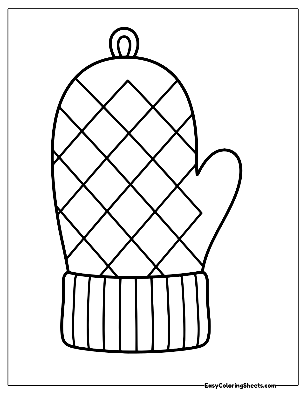 Mitten with argyle diamonds and a loop