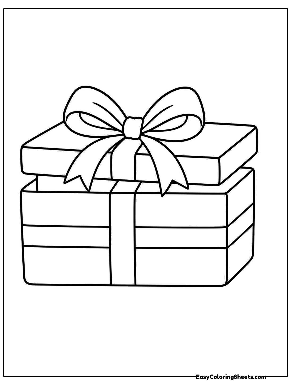 A rectangular gift box is wrapped with a ribbon around its middle and finished with a bow on the lid.