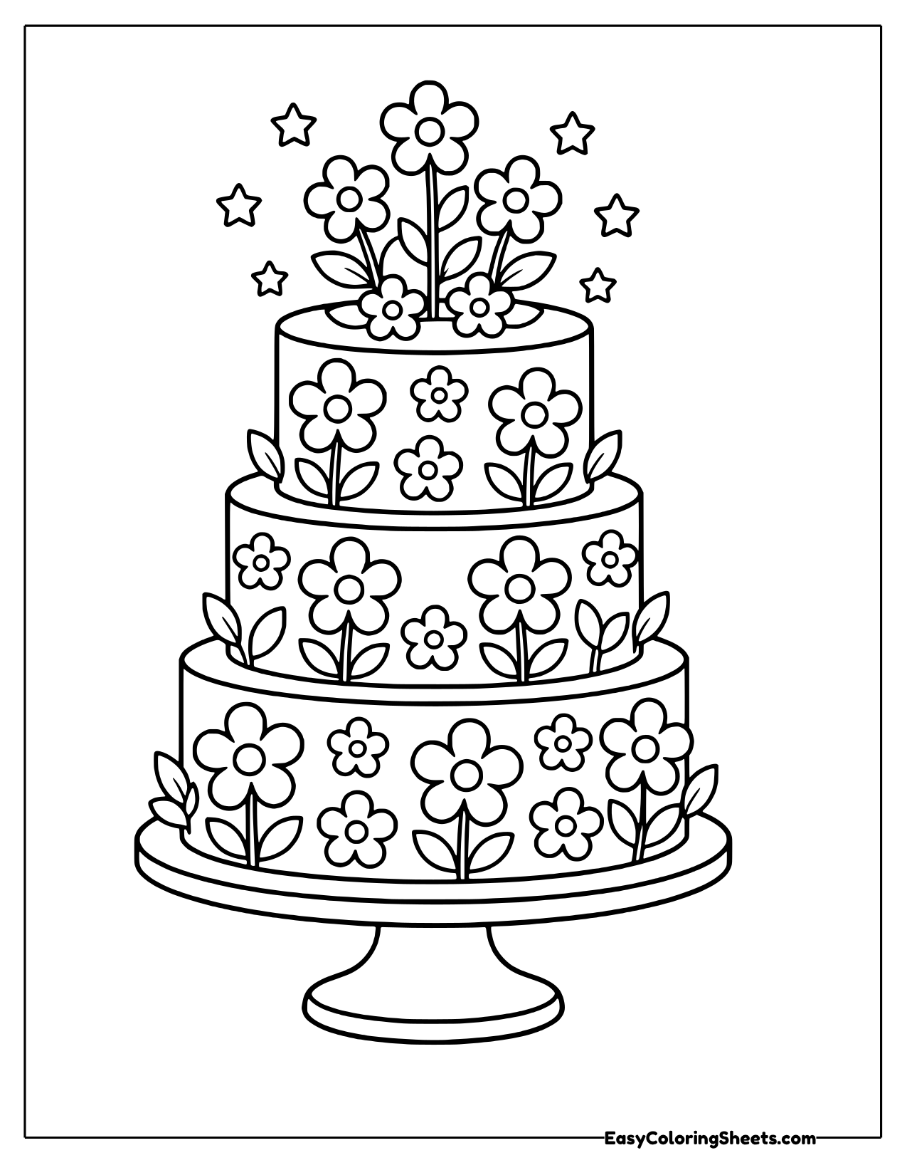 Tiered cake decorated with flowers