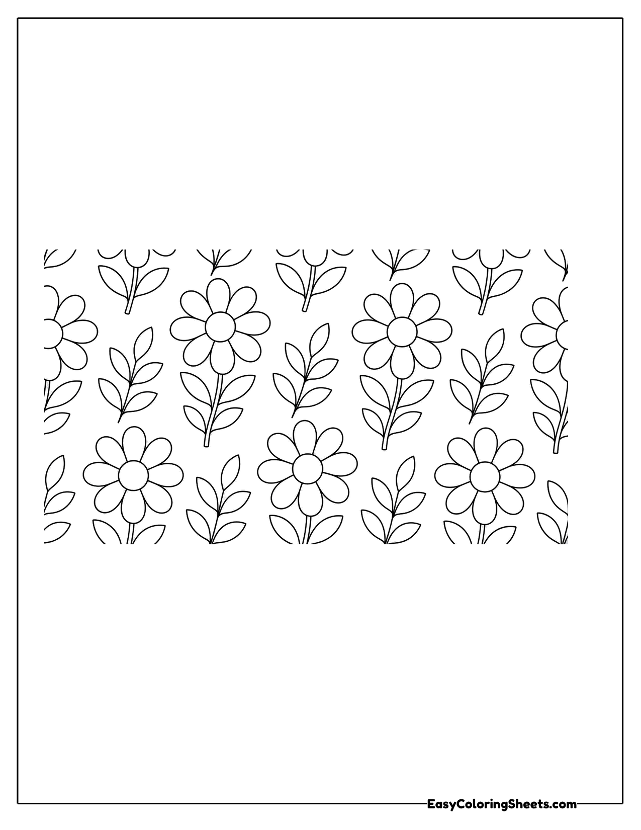 Floral pattern of flowers and leaves