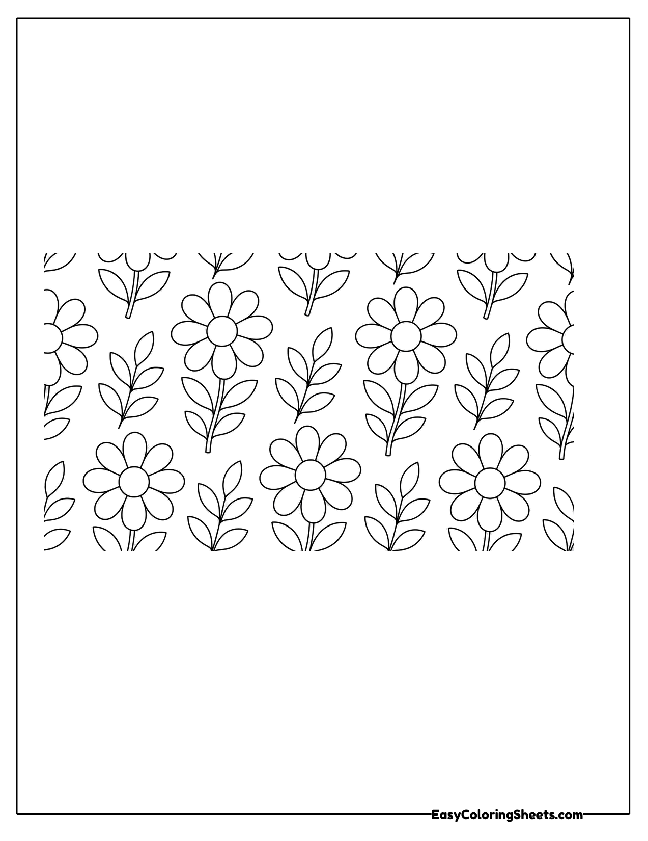 Floral pattern of flowers and leaves