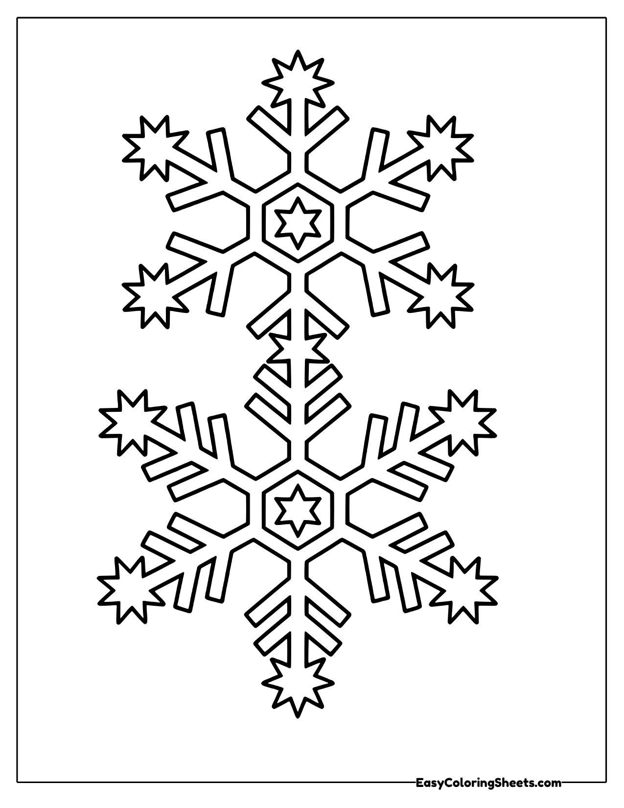 Stacked snowflakes with star shaped tips
