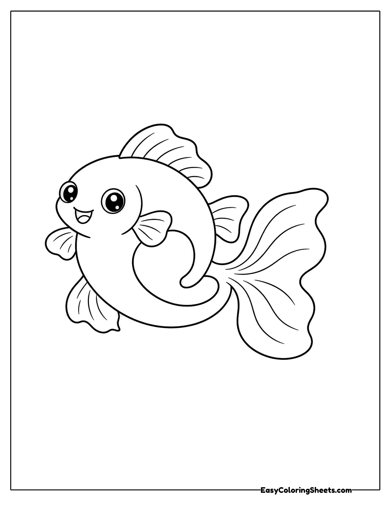 Goldfish curling its body into a round loop