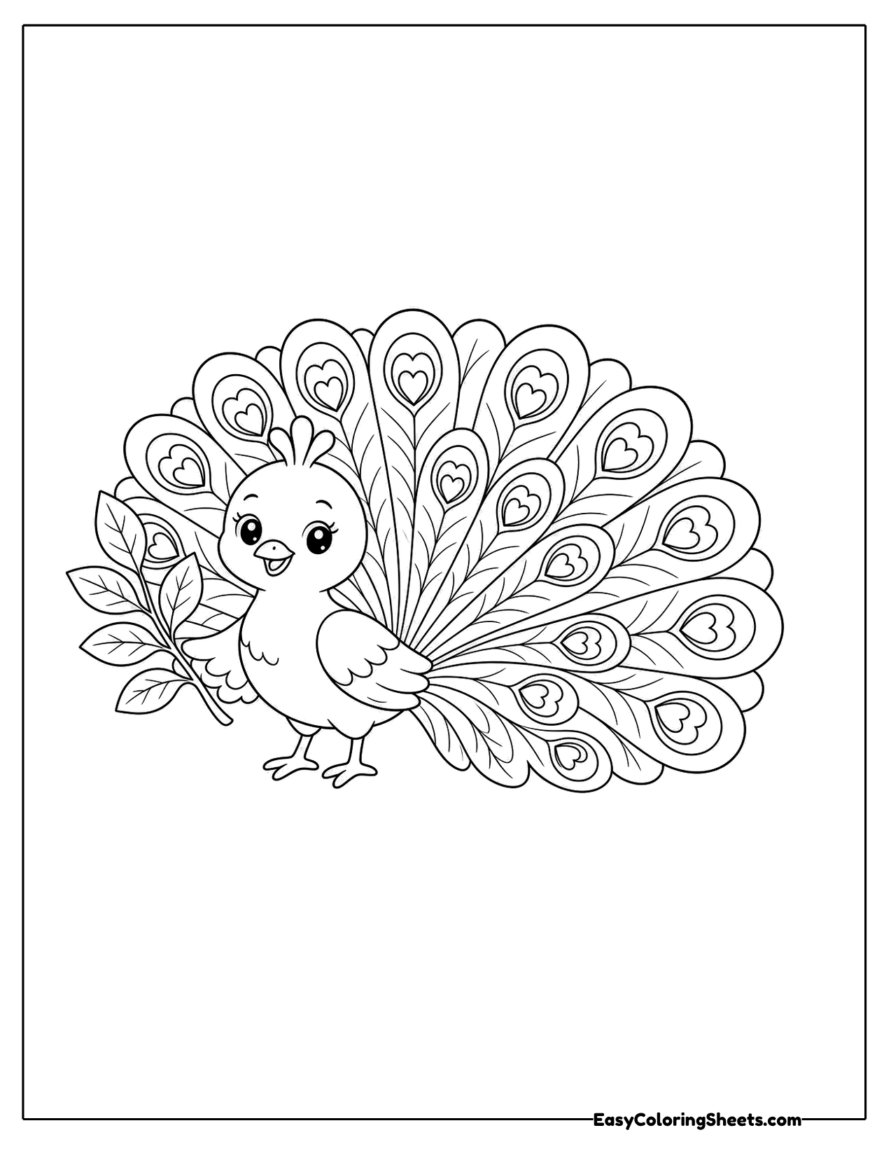 Peacock with a leafy branch