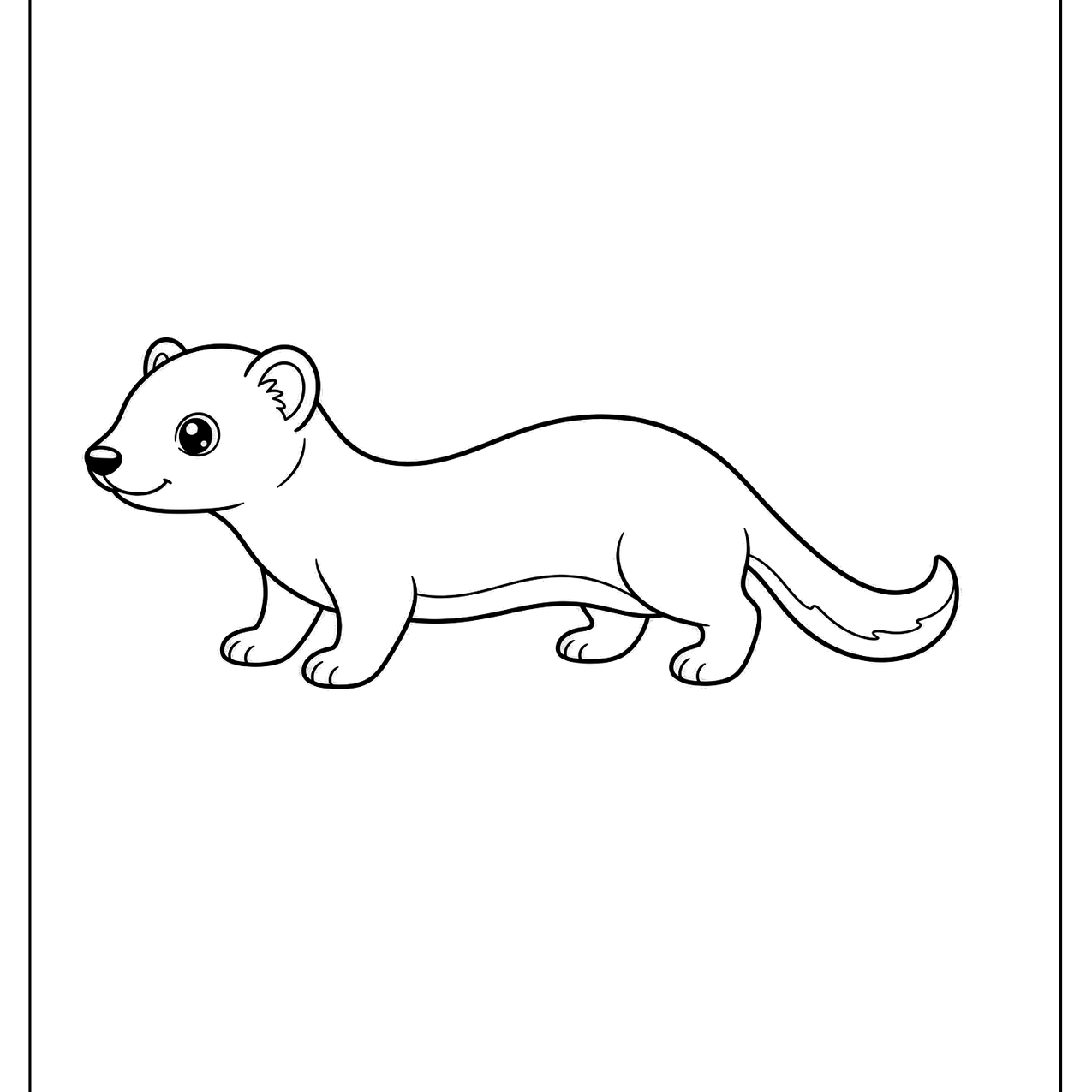 Young ferret stretching out with a long bushy tail